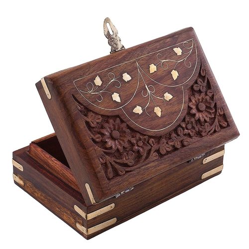 Brown Wood Jewellery Box (6 X 4 X 2 Inch, Brown)