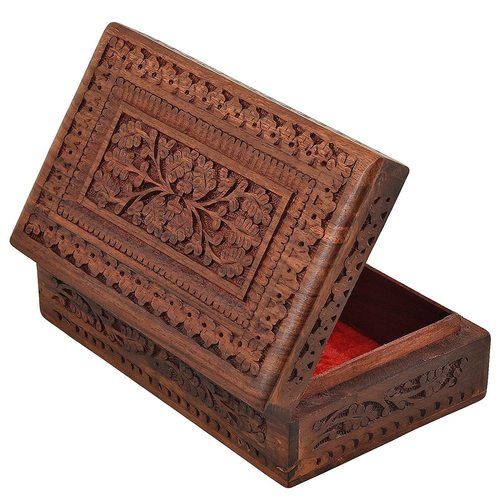 Brown Wooden Designer Handcarved Jewellery Box Jewel Storage Organizer Great Gift Ideas