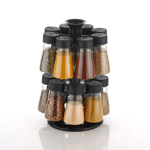 Premium Multipurpose Revolving Plastic Spice Rack Masala Rack Masala Organiser - 16 Pcs Set