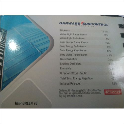 Sun Control Film Garware HHR Green 70
