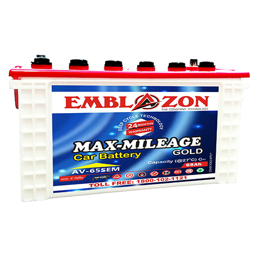 Max Mileage Car Battery - Lead-Acid 350x170x190mm, 12V 65Ah | Long Life, High Power, Maintenance Free
