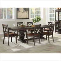 Wooden Dining Table Set - Six-seater, Brown Finish | Stylish Indoor Furniture
