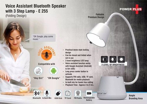 Voice Assistant Bluetooth Speaker With 3 Step Lamp (Folding Design)