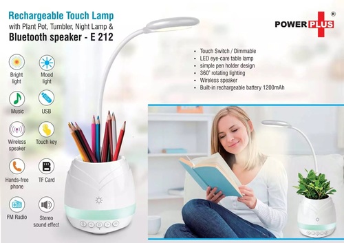 Rechargeable Touch Lamp With Bluetooth Speaker, Plant Pot, Tumbler And Night Lamp