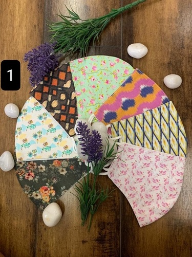 Cotton Printed Face Mask 0001 - 6 x 6 x 0.5 Inch | Unisex Multi-Color Tattva Embroidery Printed Cotton Cloth Face Mask Pack
