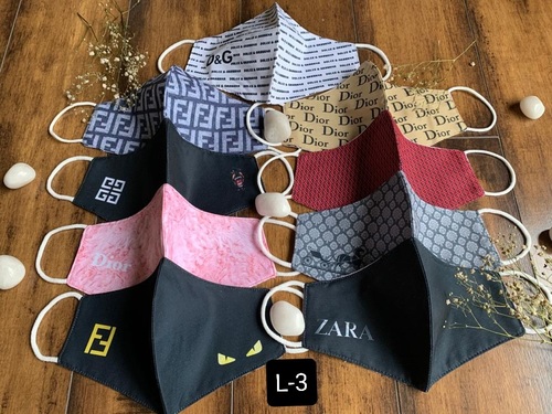 Cotton Printed Face Mask L003 - 6 x 6 x 0.5 Inch, Multi-Color | Unisex, Breathable Fabric, Reusable & Washable, 8 Pcs Pack, Dust & Pollution Protection