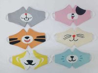 Cotton Printed Kids Face Mask 0003 - 100g, 6 X 6 X 0.5 Inch | Unisex, Multi-color, Breathable Fabric For Dust & Pollution Protection