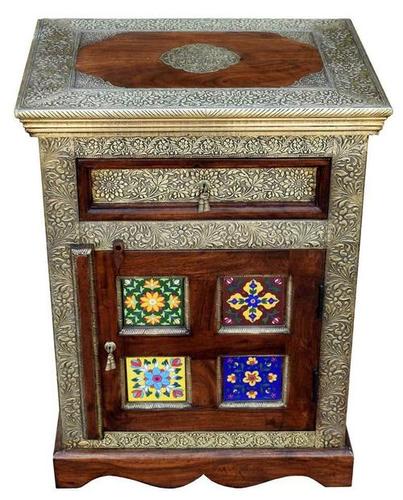 Wooden Brass Fitted Bedside By Mehar Traders