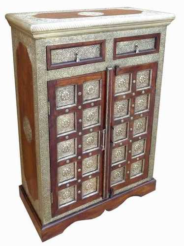 Wooden Brass Fitted small sideboard By Mehar Traders