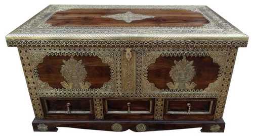 Wooden Brass Fitted Trunk Box By Mehar Traders