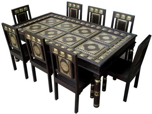 brass fitted 8 sitter dining table