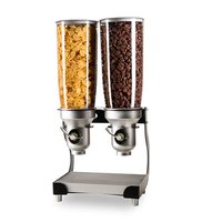 Double Jar Cereal Dispenser - Stainless Steel, 12.5" X 10" X 18", Silver | Easy Fill, Space Saving, Durable Design, Easy Clean, 1.5 Gallon Capacity