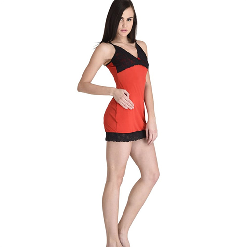 Orange Ladies Fancy Short Nighty