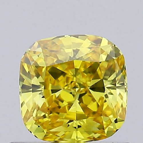 0.55ct Lab Grown Diamond CVD Vivid Yellow VVS2 Cushion Cut IGI Crtified