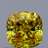 0.55ct Lab Grown Diamond CVD Vivid Yellow VVS2 Cushion Cut IGI Crtified