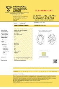 2.02ct Lab Grown Diamond CVD F VS2 Oval Brilliant Cut IGI Crtified