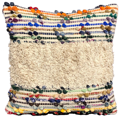 Fancy  Cotton And Chindi Cushion Cover