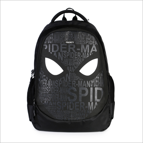Black Spider Printed School Bag Size: Different Size Available