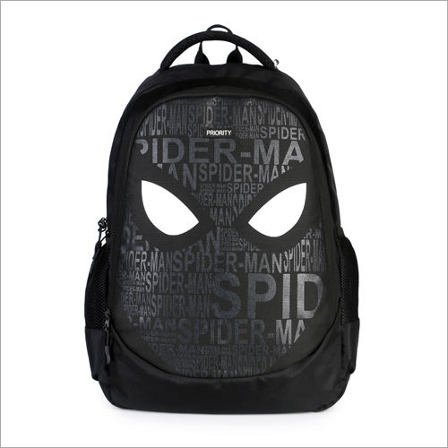 Black Spider Printed School Bag