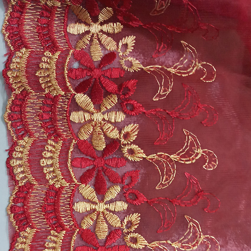 Available In Different Color 6 Inches Polyester Multi Embroidery Twill Net