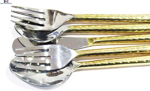 Metal Nauticalmart Cutlery Set Twisted Brass And Silver Dinning Hall, Handmade Spoon, Fork & Knife Stainless Dinnerware Flatware Medieval Cutlery Set