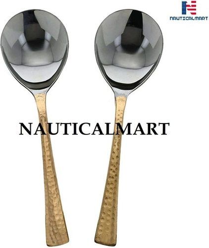 Metal Nauticalmart Cutlery Set Serving Spoons Set Of 2 Indian Style Dinnerware Serveware