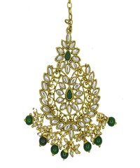 Kundan Green choker Half Bridal Gold Plated Necklace Set