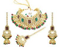 Kundan Gold Plated Necklace Set For Women (Multi Colour)