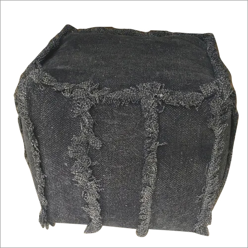 Square Knitted Wool Pouf