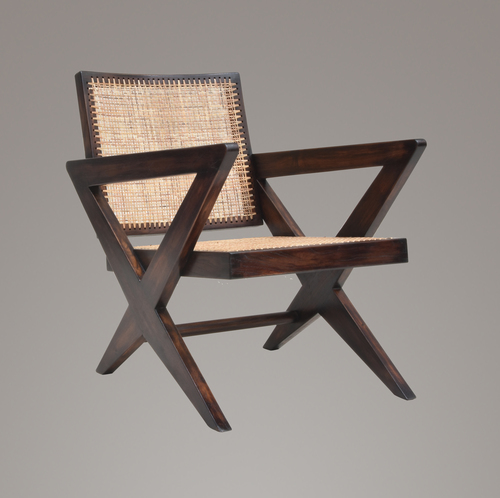 Pierre Jeanneret Cross Leg Caned Lounge Chair