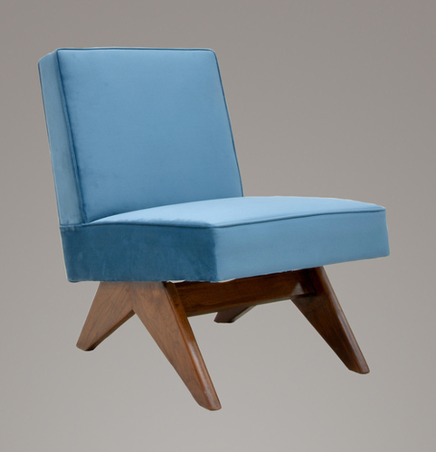 Handmade Pierre Jeanneret Upholstered Armless Lounge Chair