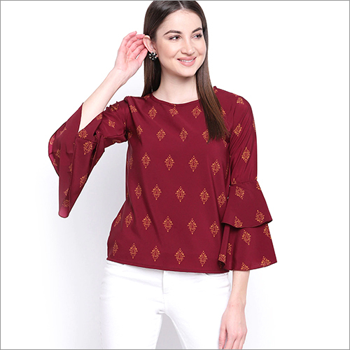 Ladies Printed Tops - Cotton Blend, Sizes: S, M, L, XL | Washable, All Season Wear, Trendy Printed Design