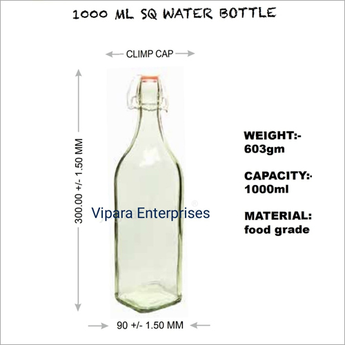 1000 ML Square Glass Water Bottle
