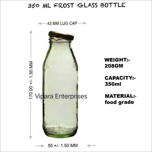 350 ML Frost Glass Bottle - Glass, 350ml, 170mm Length, Transparent Color, 43mm Thickness | Round Shape, Hollow Structure, Smooth Surface