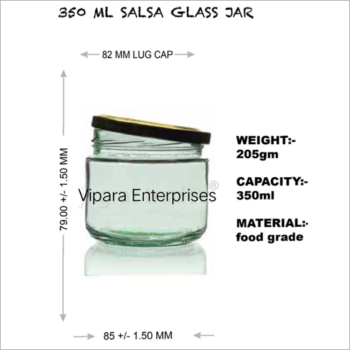 350 ML Salsa Glass Jar - Glass Material, 78x85 mm, Transparent Color | Smooth Surface, Lightweight Design, Long-lasting Durability