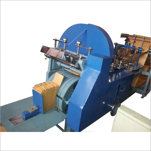 Semi Automatic Paper Bag Making Machine - Kraft & Greaseproof Paper, 18x10 Feet, Blue | 70-125 Bags/Min, 3 HP AC & DC Motor, Durable, High Speed