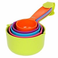Measuring Cups - Plastic | 5 Piece Set Includes 1/8, 1/4, 1/3, 1/2, 1 Cup, Innovative Lock Design, Multi-color, Dishwasher Safe