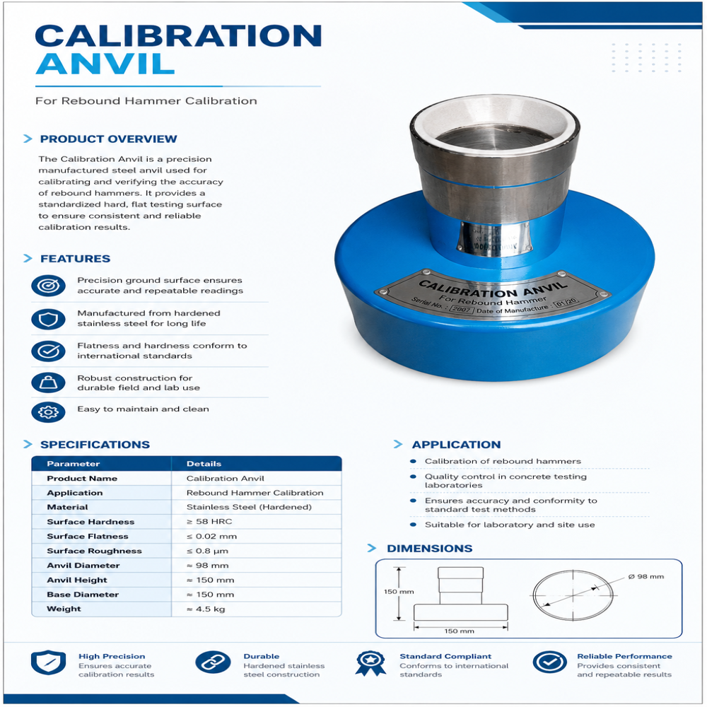 Calibration Anvil For Rebound Hammer - Color: Silver