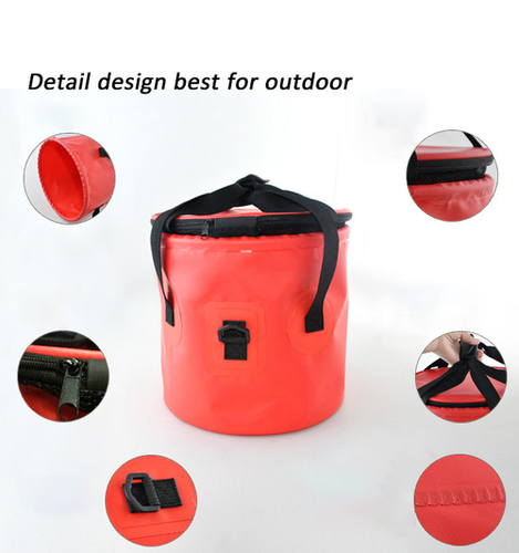 Outdoor Sport Multifunctional Hand Bucket Pvc Pocket Folding Bucket Fishing Container Portable Water Breaker Storage Bag Orange