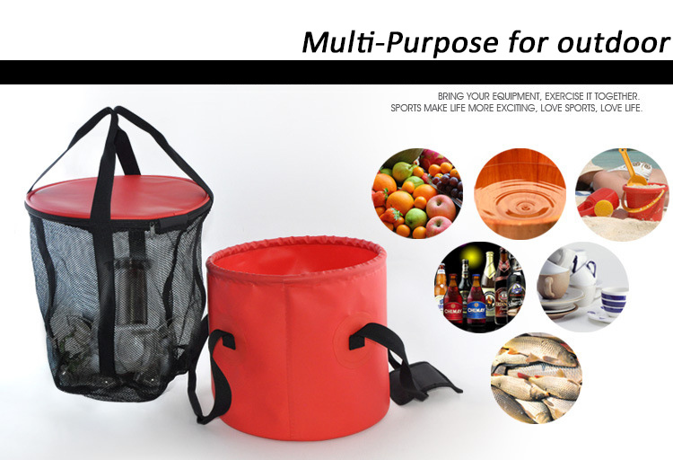 Outdoor Sport Multifunctional Hand Bucket Pvc Pocket Folding Bucket Fishing Container Portable Water Breaker Storage Bag Orange