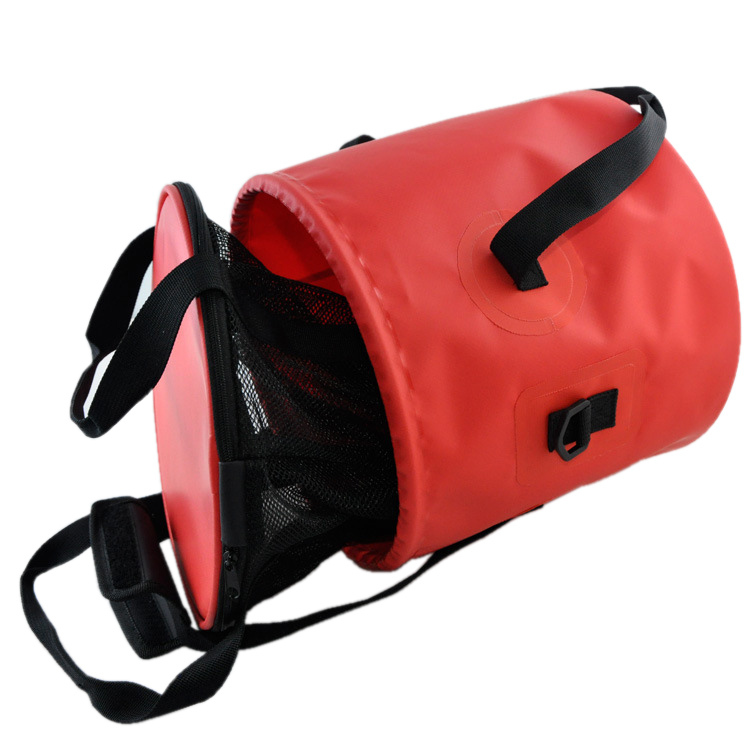 Outdoor Sport Multifunctional Hand Bucket Pvc Pocket Folding Bucket Fishing Container Portable Water Breaker Storage Bag Orange