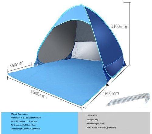 Sunshine Beach Tent outdoor Tent Ultralight Folding waterproof Pop Up Automatic Open Tourist Fish Camping UV-protective Sun Shad