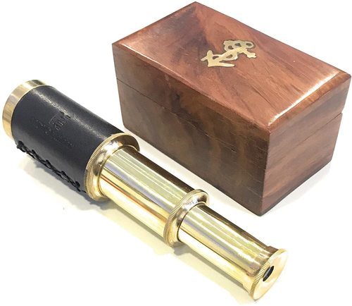 B01n09zo3y 6" Handheld Brass Telescope Pirate Navigation With Rosewood Box Beautiful Handcrafted Nautical Gift