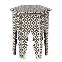 Bone Inlay Hexagon Black Side Table