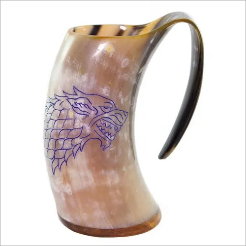 White Horn Beer Mug With Tiger Design