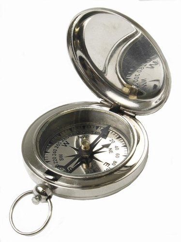 Metal B001P97O8G Chrome Plated Pocket Compass 1 3/4" W/ Cover - Hiking