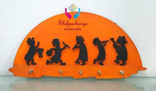Tribal Musician Decorative Wooden Key Holder - Classic & Modern Design, Stylish for Indoor & Outdoor Use