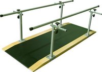 Parallel Bar - Steel , 60x24x36 Inches , Silver Color , 300 Lbs Weight Capacity , Height Adjustment 28-36 Inches , Pvc Handlebars , Wooden Base