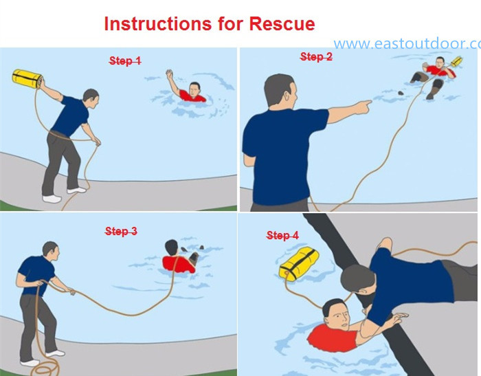 Outdoor Safety Life Rope Rescue Throw Bag Floating Lifesaving Rope Rescue Throw Reflective Escape Kit Bracelet Orange