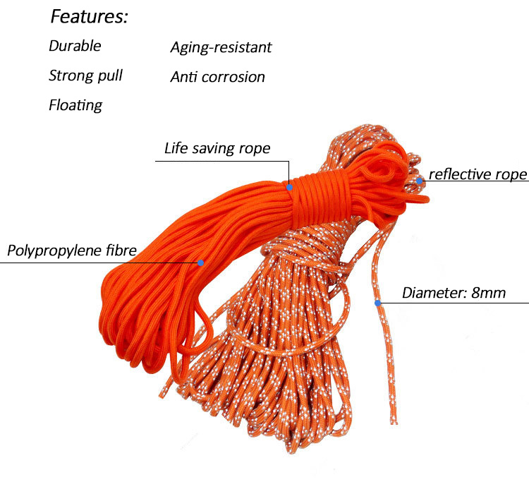 Outdoor Safety Life Rope Rescue Throw Bag Floating Lifesaving Rope Rescue Throw Reflective Escape Kit Bracelet Orange